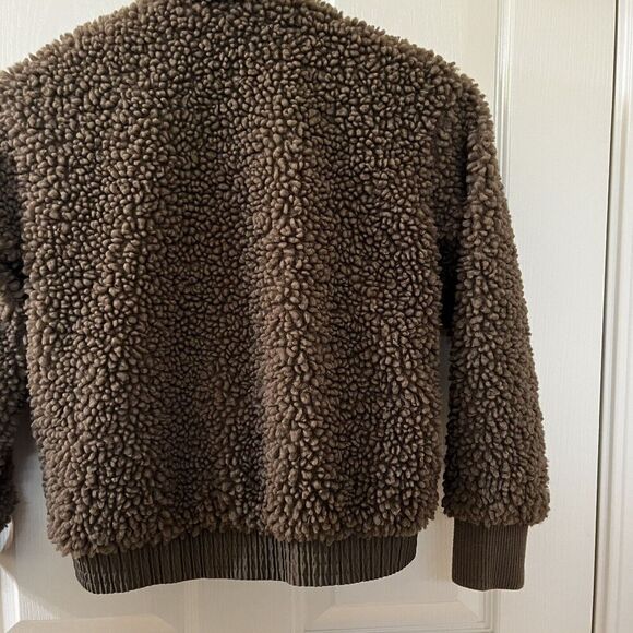 Art Class Sherpa Bomber Jacket Olive Green Snap Front Girls Size Medium 7-8 - Picture 11 of 11